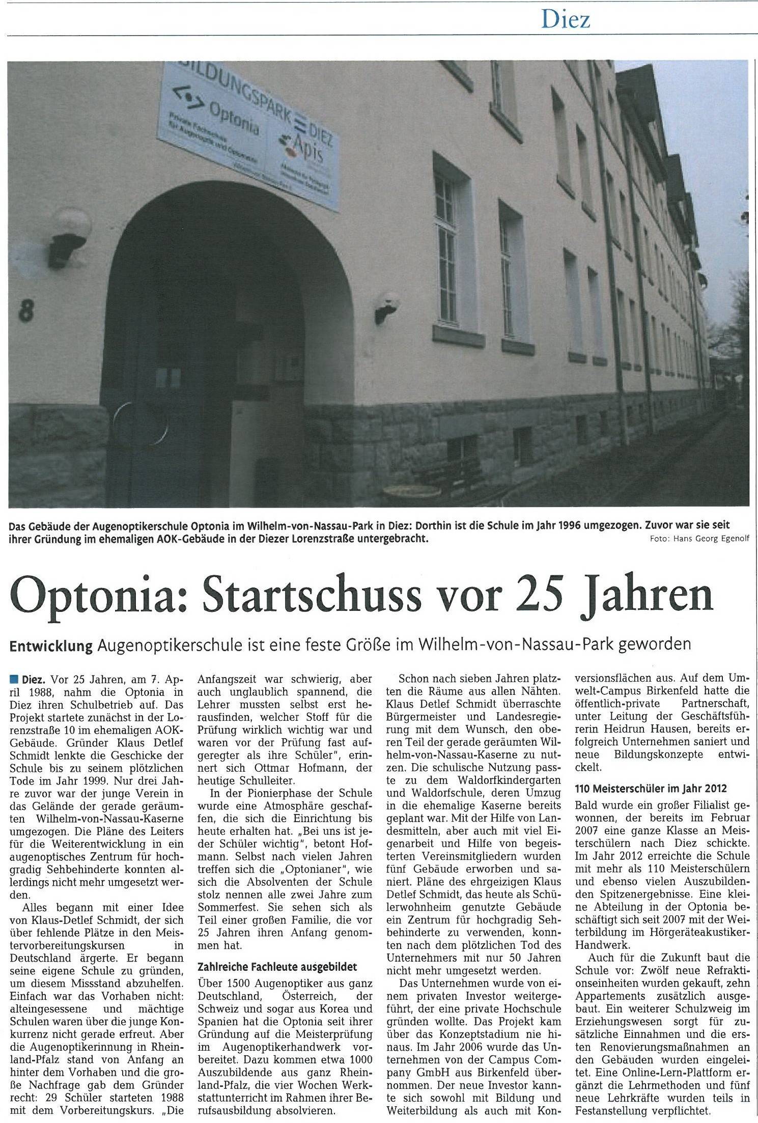 Rhein-Zeitung-Artikel April 2013